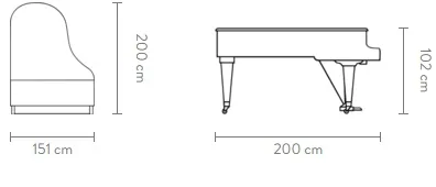 Dimensions of the Grand Piano 200