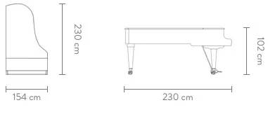 Dimensions of the Concert Grand 230VC