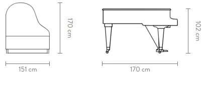 Dimensions of the Grand Piano 170VC