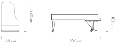 Dimensions of the Concert Grand 290 Imperial